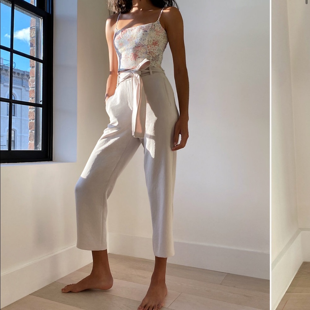 Aritzia Wilfred Cream Jallade/Tie Front Pants 8
